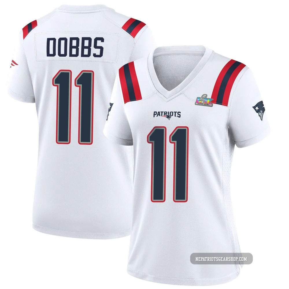 Joshua Dobbs ＃11 New England Patriots Game Super Bowl LX Patch Jersey - Women's White