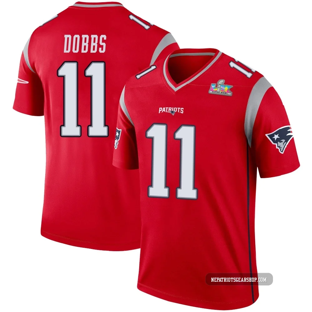 Joshua Dobbs ＃11 New England Patriots Legend Inverted Super Bowl LX Patch Jersey - Men's Red