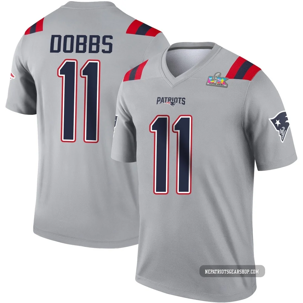 Joshua Dobbs ＃11 New England Patriots Legend Inverted Super Bowl LX Patch Jersey - Youth Gray