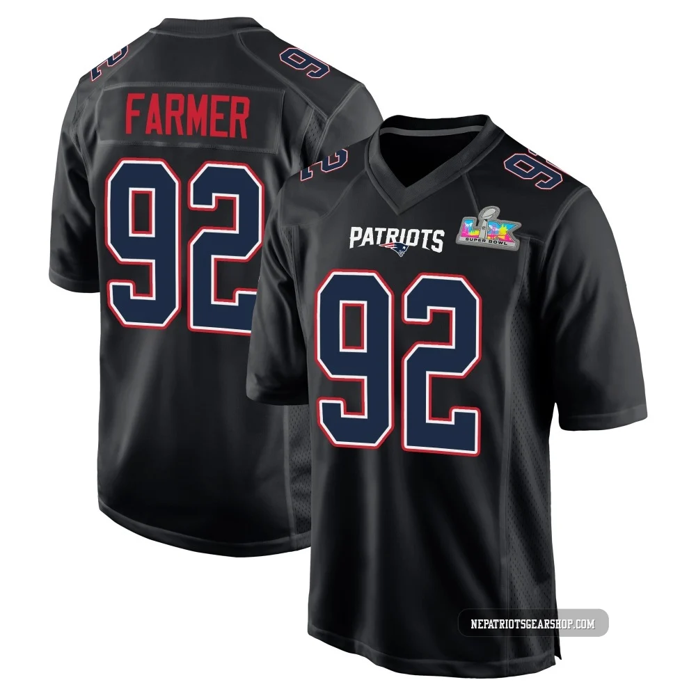 Joshua Farmer ＃92 New England Patriots Game Carbon Fashion Super Bowl LX Patch Jersey - Men's Black