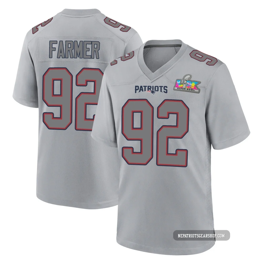 Joshua Farmer ＃92 New England Patriots Game Silver Atmosphere Fashion Super Bowl LX Patch Jersey - Men's