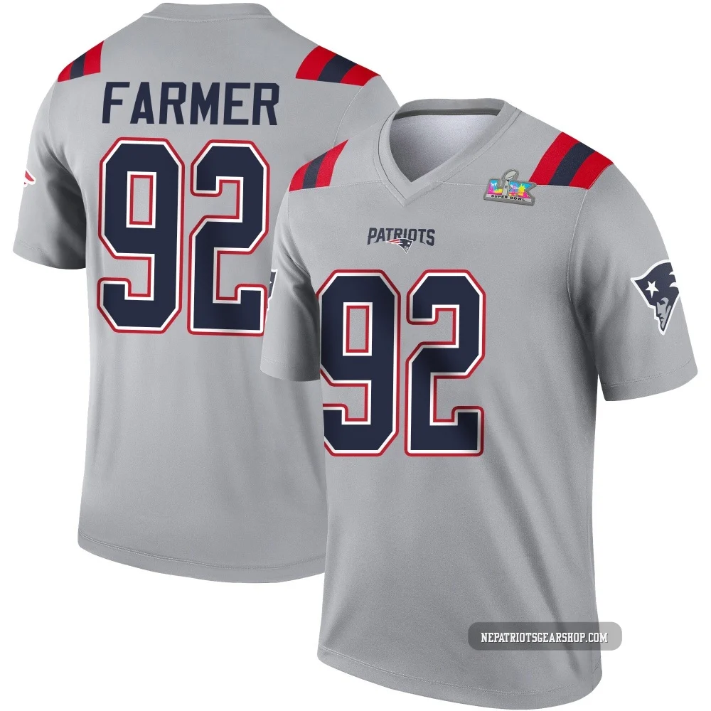 Joshua Farmer ＃92 New England Patriots Legend Inverted Super Bowl LX Patch Jersey - Men's Gray