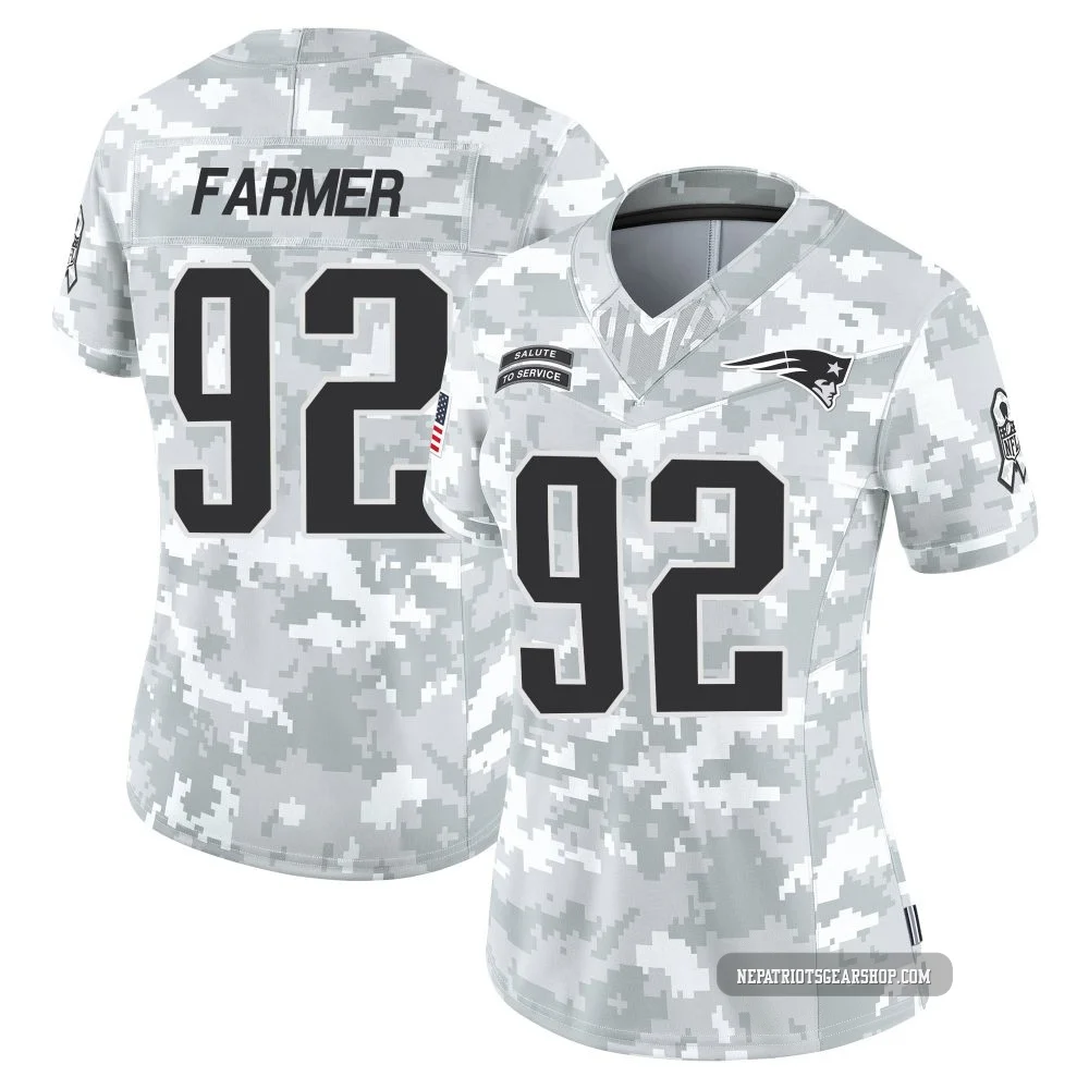 Joshua Farmer ＃92 New England Patriots Limited 2024 Salute to Service Jersey - Women's Arctic Camo