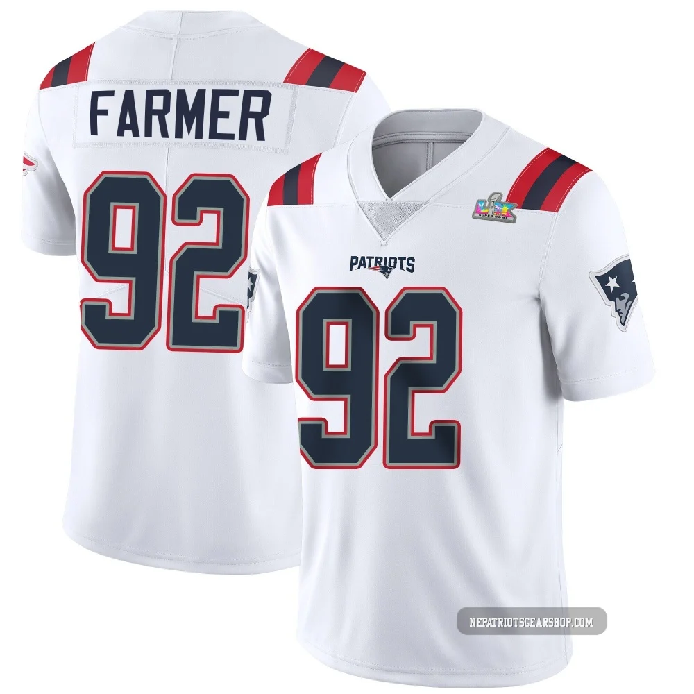 Joshua Farmer ＃92 New England Patriots Limited Vapor Untouchable Super Bowl LX Patch Jersey - Youth White
