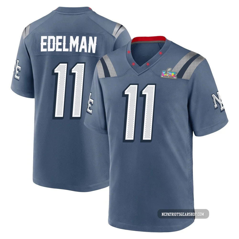 Julian Edelman ＃11 New England Patriots Game Storm 2025 Rivalries Collection Super Bowl LX Patch Jersey - Youth Blue