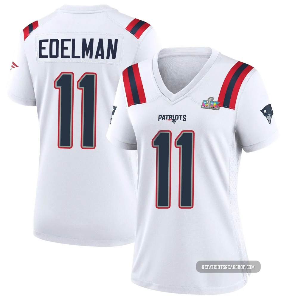 Julian Edelman ＃11 New England Patriots Game Super Bowl LX Patch Jersey - Women's White
