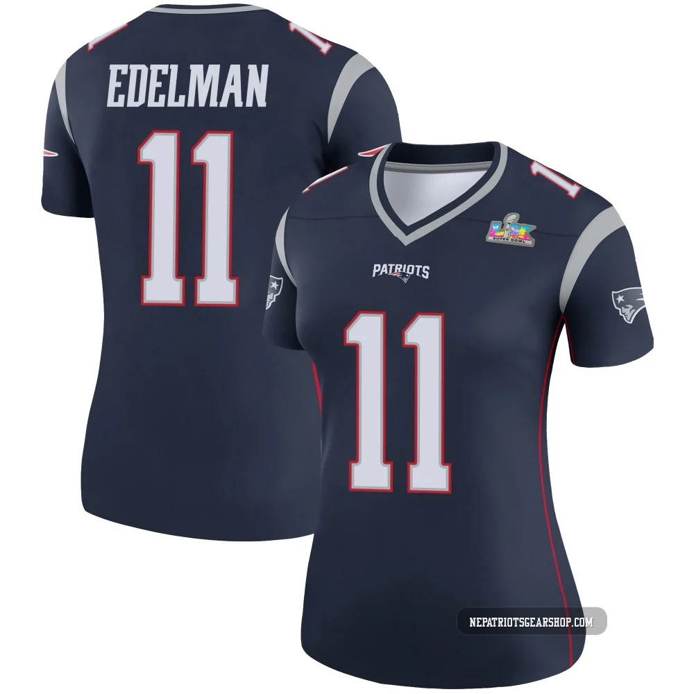 Julian Edelman ＃11 New England Patriots Legend Super Bowl LX Patch Jersey - Women's Navy