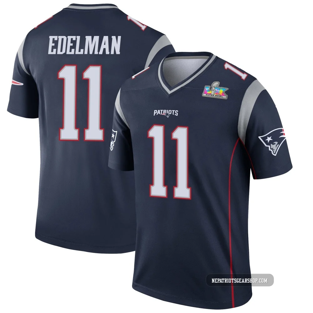 Julian Edelman ＃11 New England Patriots Legend Super Bowl LX Patch Jersey - Youth Navy