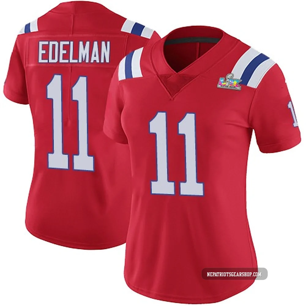 Julian Edelman ＃11 New England Patriots Limited Vapor Untouchable Alternate Super Bowl LX Patch Jersey - Women's Red