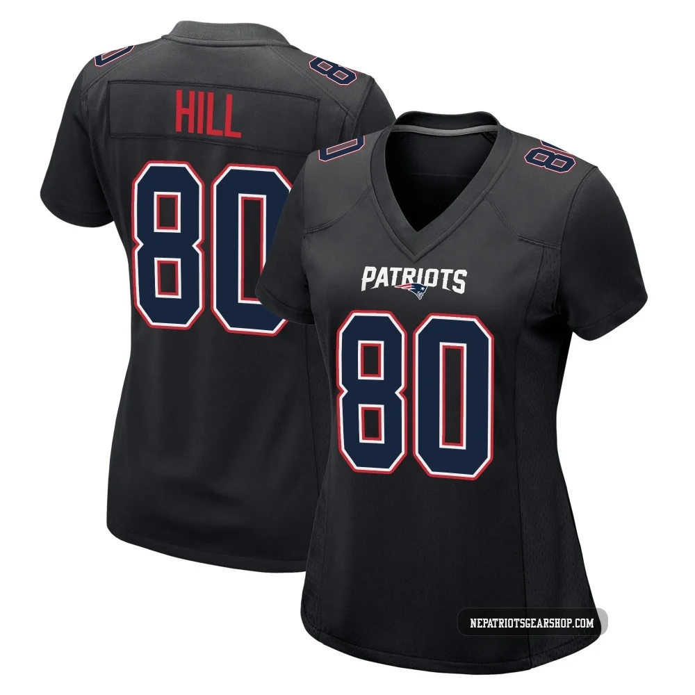 Julian Hill ＃80 New England Patriots Game Carbon Fashion Jersey - Women's Black