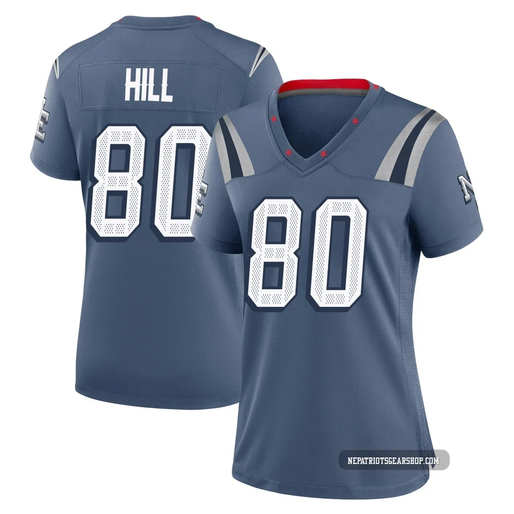 Julian Hill ＃80 New England Patriots Game Storm 2025 Rivalries Collection Jersey - Women's Blue