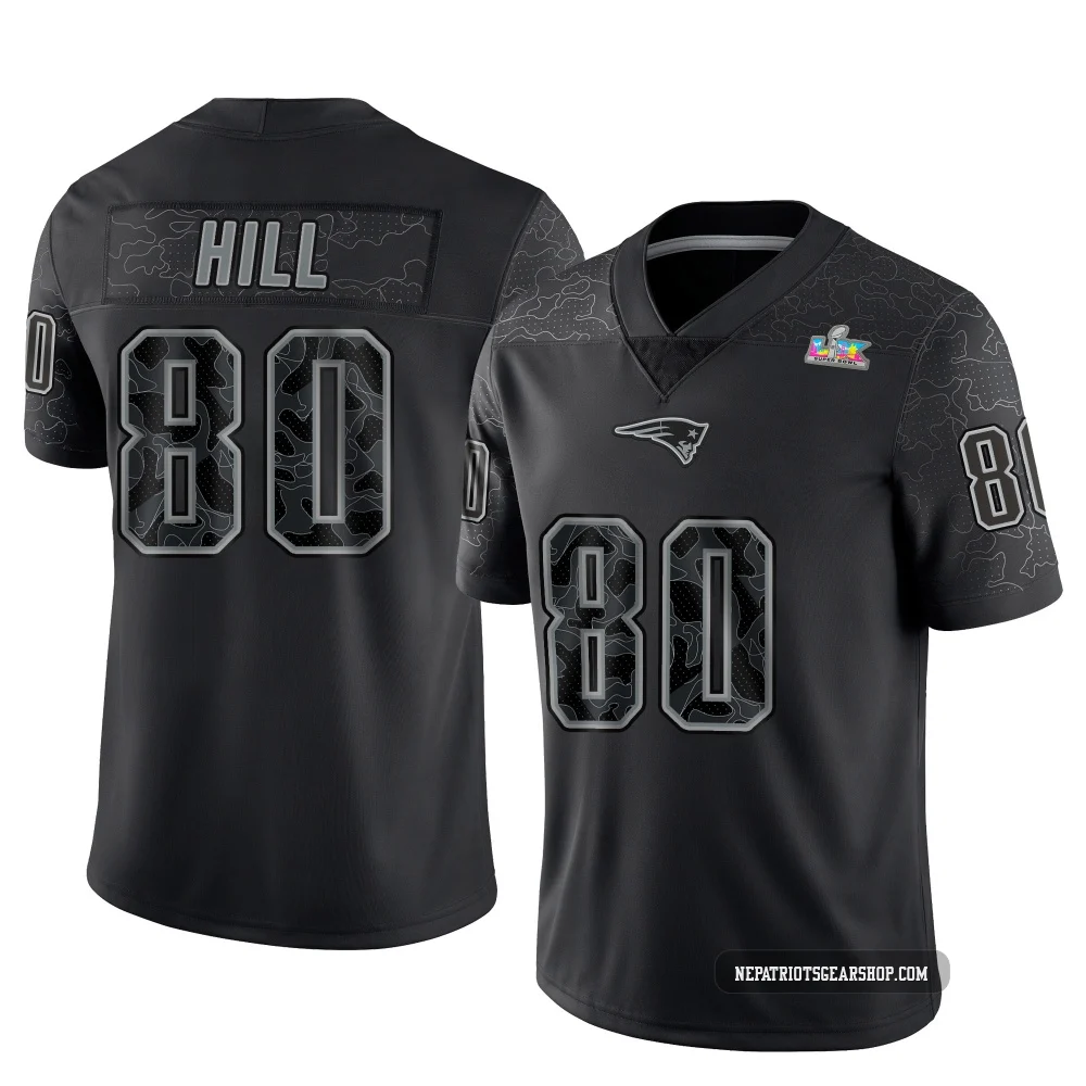 Julian Hill ＃80 New England Patriots Limited Reflective Super Bowl LX Patch Jersey - Men's Black