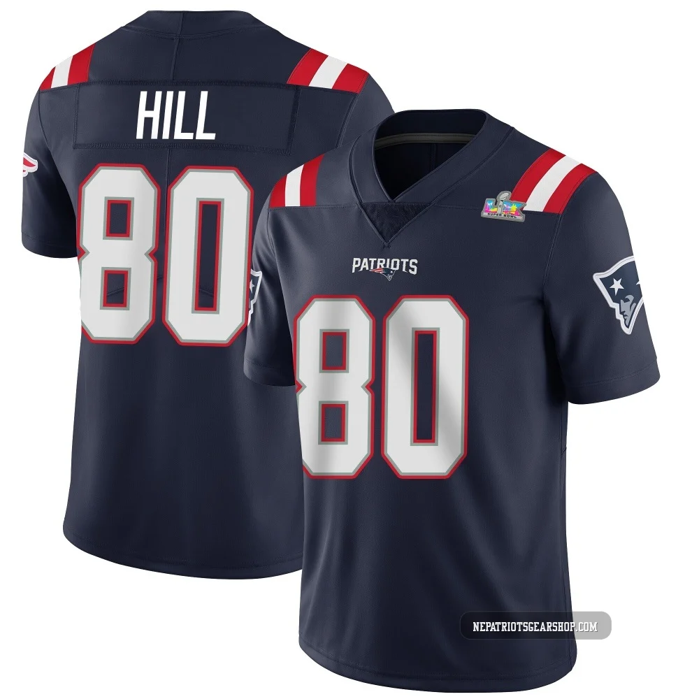 Julian Hill ＃80 New England Patriots Limited Team Color Vapor Untouchable Super Bowl LX Patch Jersey - Men's Navy