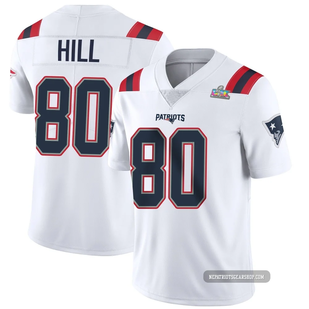 Julian Hill ＃80 New England Patriots Limited Vapor Untouchable Super Bowl LX Patch Jersey - Men's White