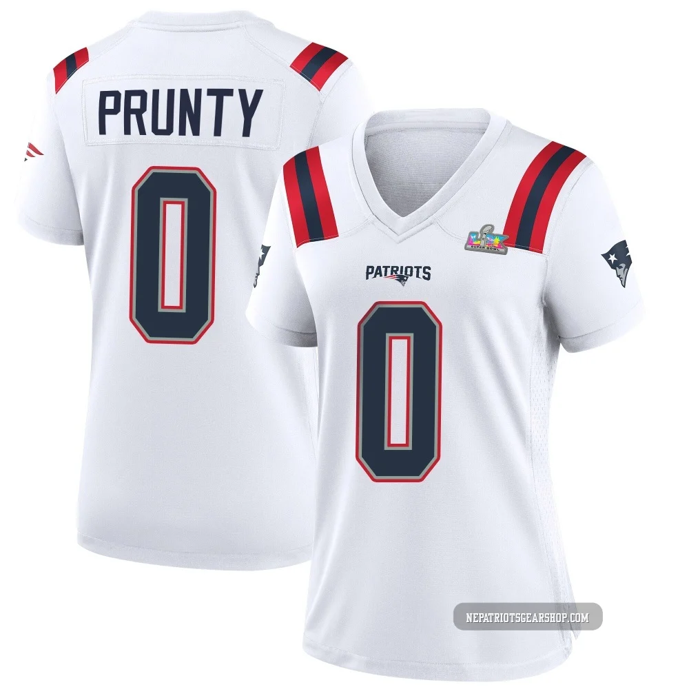 Karon Prunty ＃0 New England Patriots Game Super Bowl LX Patch Jersey - Women's White