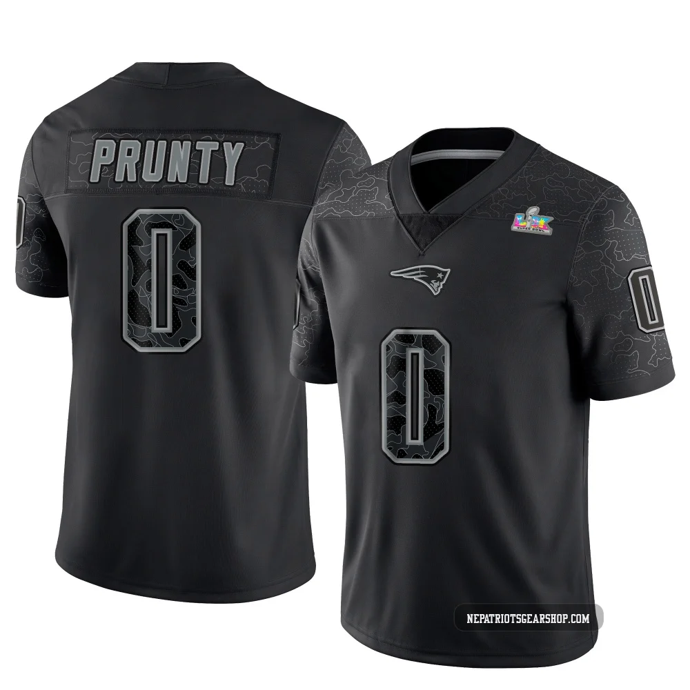 Karon Prunty ＃0 New England Patriots Limited Reflective Super Bowl LX Patch Jersey - Men's Black