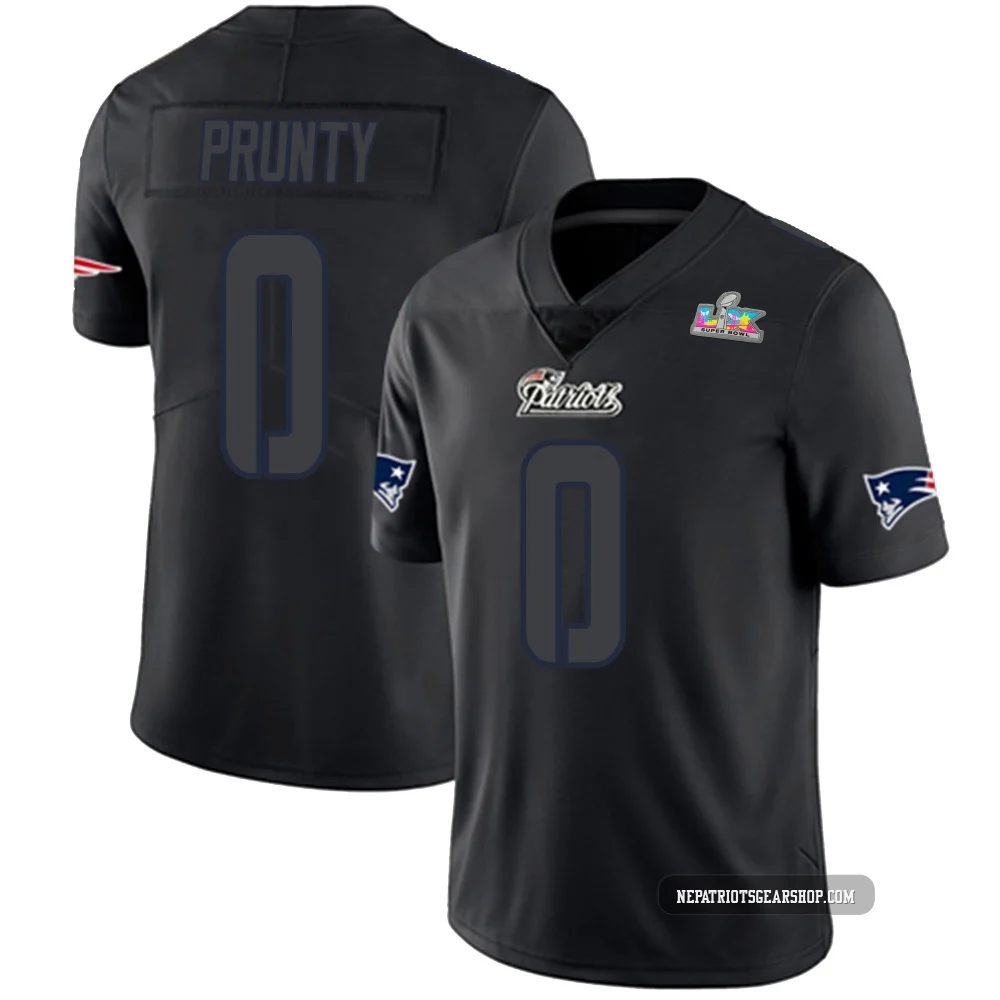 Karon Prunty ＃0 New England Patriots Limited Super Bowl LX Patch Jersey - Youth Black Impact