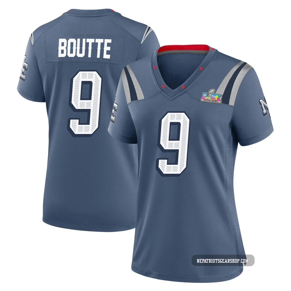Kayshon Boutte ＃9 New England Patriots Game Storm 2025 Rivalries Collection Super Bowl LX Patch Jersey - Women's Blue