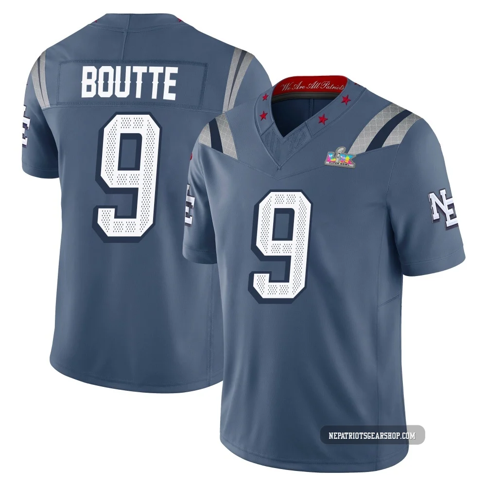 Kayshon Boutte ＃9 New England Patriots Limited Storm 2025 Rivalries Collection Super Bowl LX Patch Jersey - Youth Blue