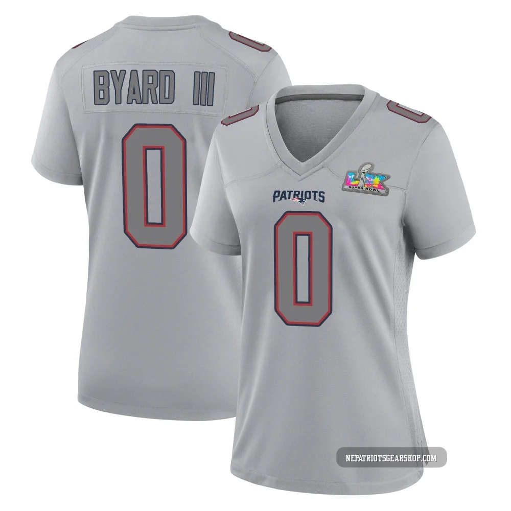 Kevin Byard III ＃0 New England Patriots Game Silver Atmosphere Fashion Super Bowl LX Patch Jersey - Women's