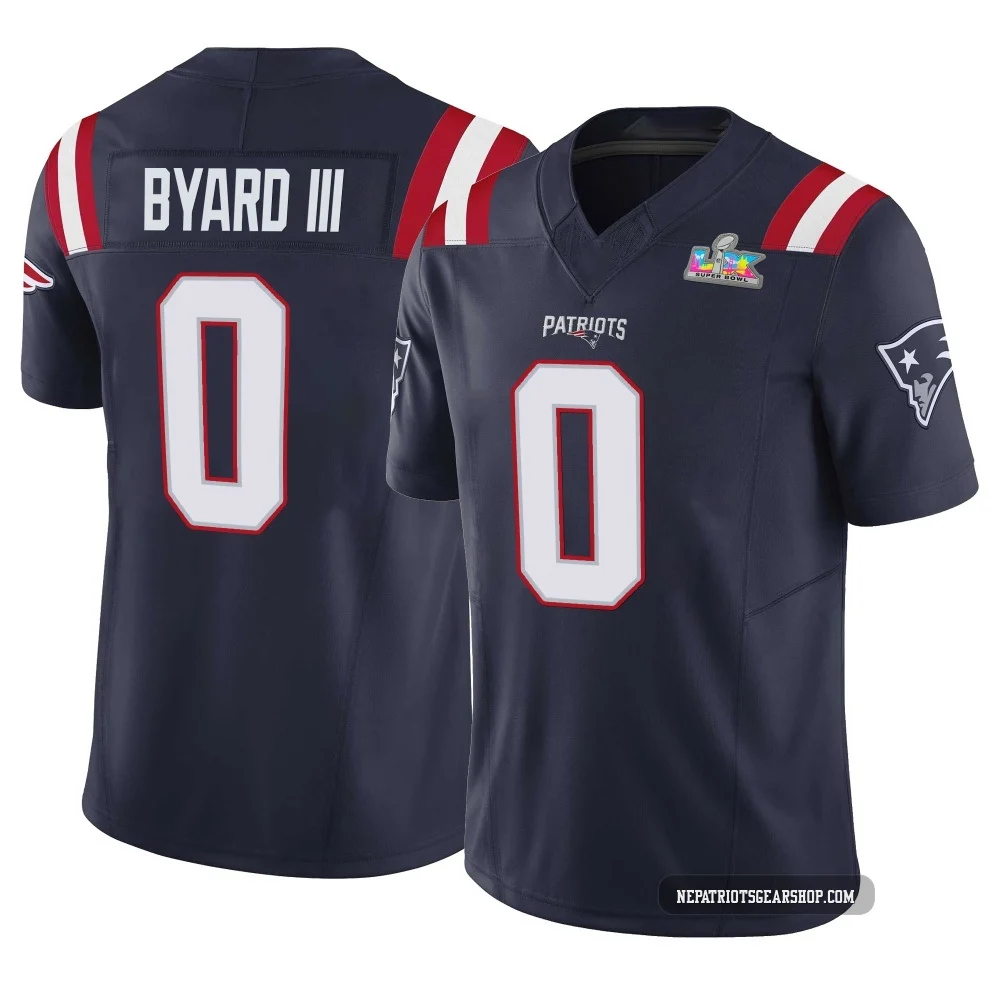 Kevin Byard III ＃0 New England Patriots Limited Vapor F.U.S.E. Super Bowl LX Patch Jersey - Youth Navy