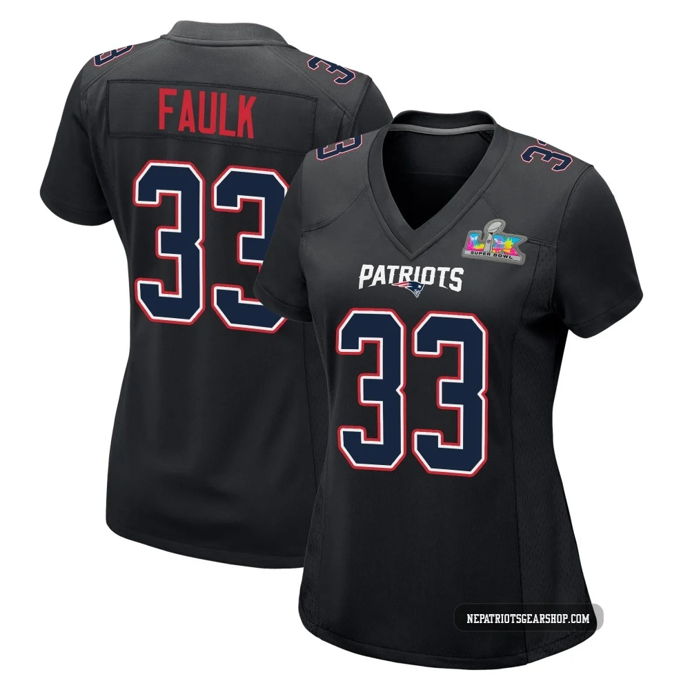 Kevin Faulk ＃33 New England Patriots Game Carbon Fashion Super Bowl LX Patch Jersey - Women's Black