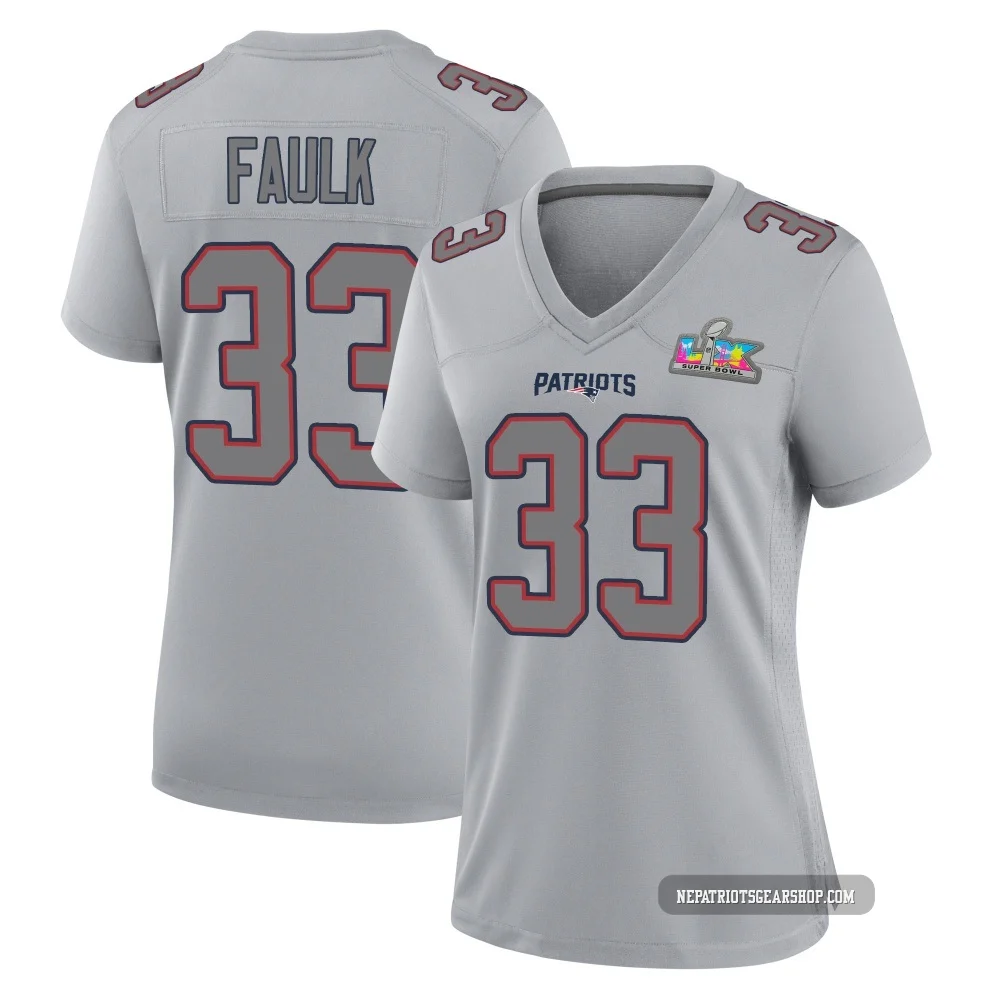 Kevin Faulk ＃33 New England Patriots Game Silver Atmosphere Fashion Super Bowl LX Patch Jersey - Women's