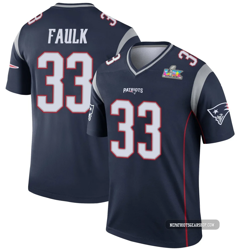 Kevin Faulk ＃33 New England Patriots Legend Super Bowl LX Patch Jersey - Men's Navy