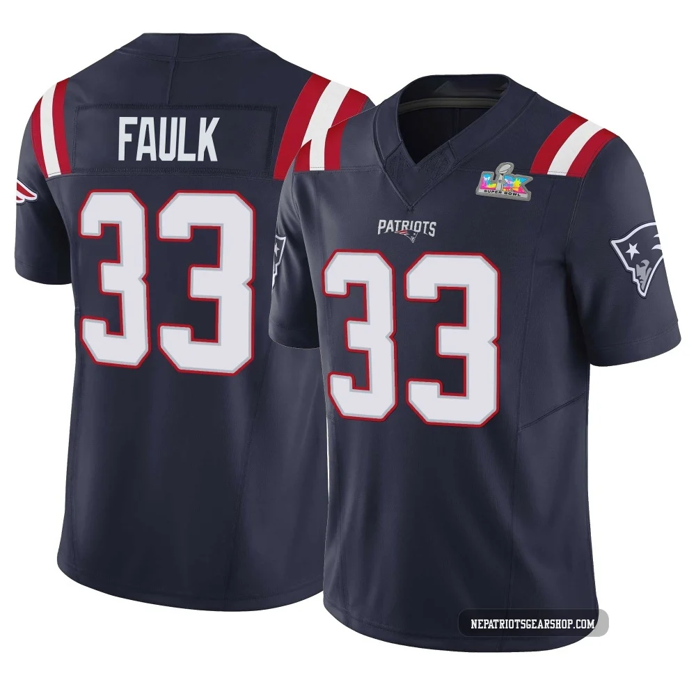 Kevin Faulk ＃33 New England Patriots Limited Vapor F.U.S.E. Super Bowl LX Patch Jersey - Men's Navy