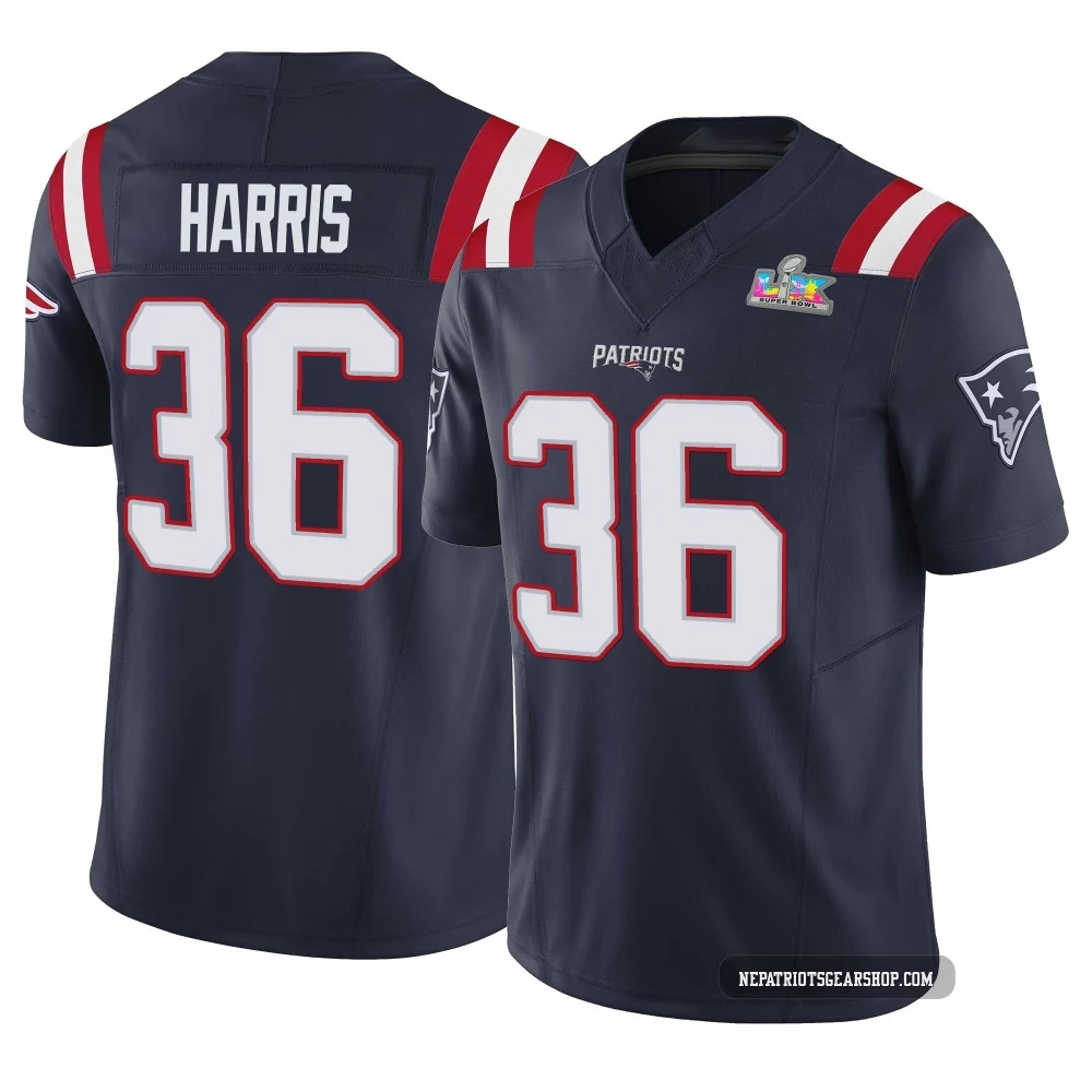 Kevin Harris ＃36 New England Patriots Limited Vapor F.U.S.E. Super Bowl LX Patch Jersey - Youth Navy