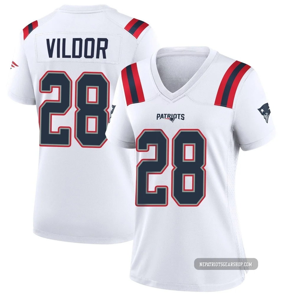 Kindle Vildor ＃28 New England Patriots Game Jersey - Women's White