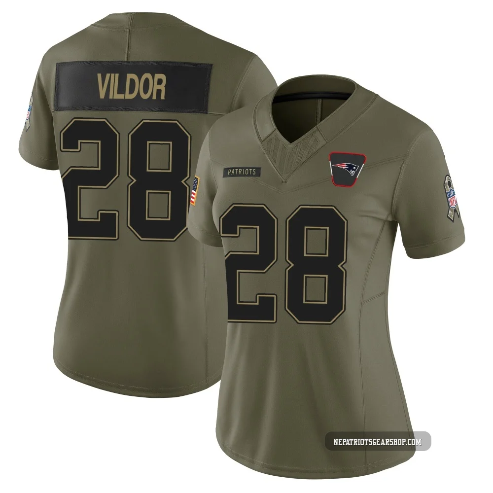 Kindle Vildor ＃28 New England Patriots Limited 2025 Salute to Service Jersey - Women's Olive