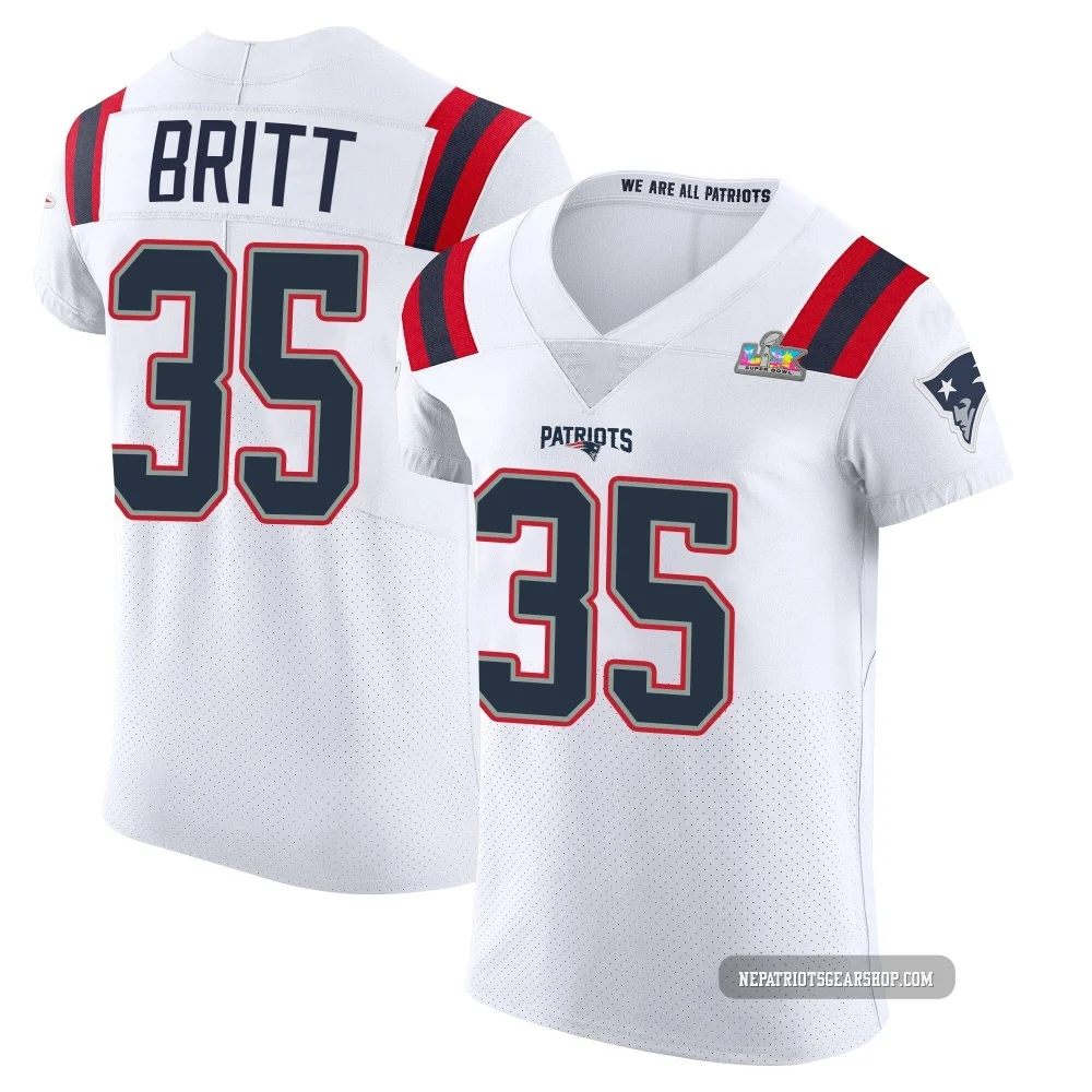 K.J. Britt ＃35 New England Patriots Elite Vapor Untouchable Super Bowl LX Patch Jersey - Men's White