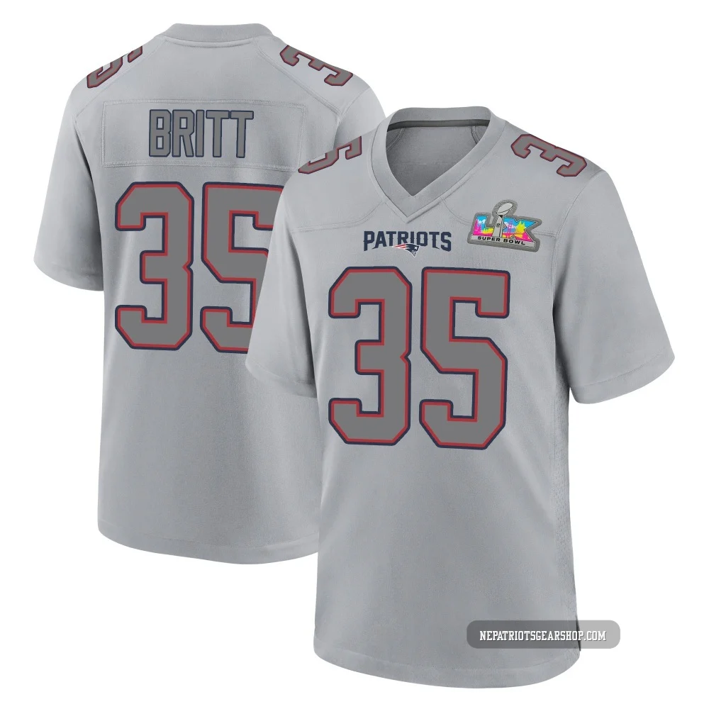 K.J. Britt ＃35 New England Patriots Game Silver Atmosphere Fashion Super Bowl LX Patch Jersey - Men's