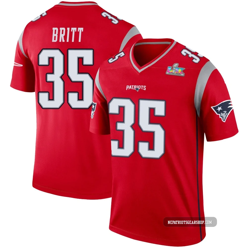 K.J. Britt ＃35 New England Patriots Legend Inverted Super Bowl LX Patch Jersey - Youth Red