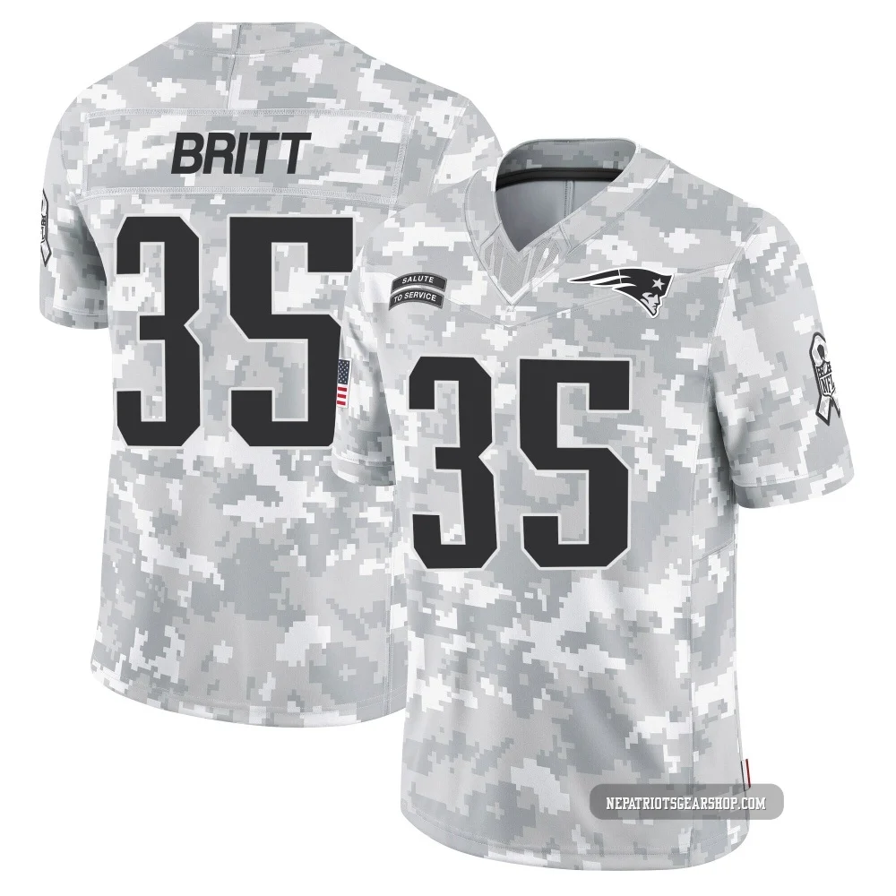 K.J. Britt ＃35 New England Patriots Limited 2024 Salute to Service Jersey - Men's Arctic Camo