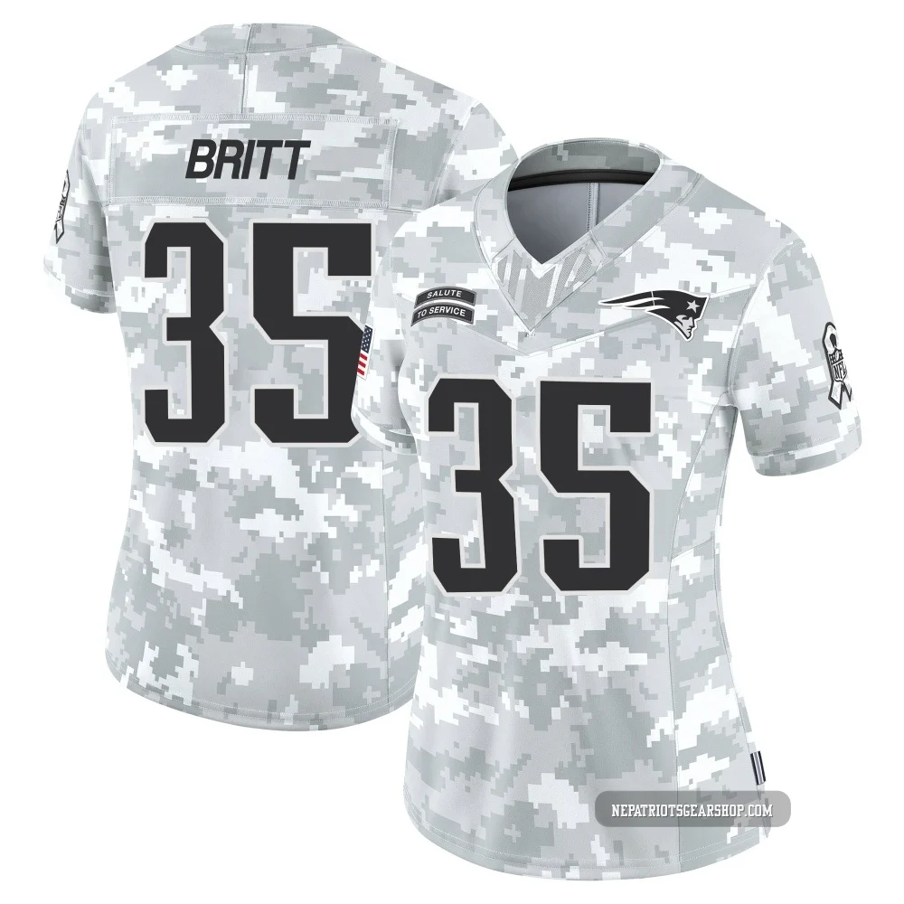 K.J. Britt ＃35 New England Patriots Limited 2024 Salute to Service Jersey - Women's Arctic Camo