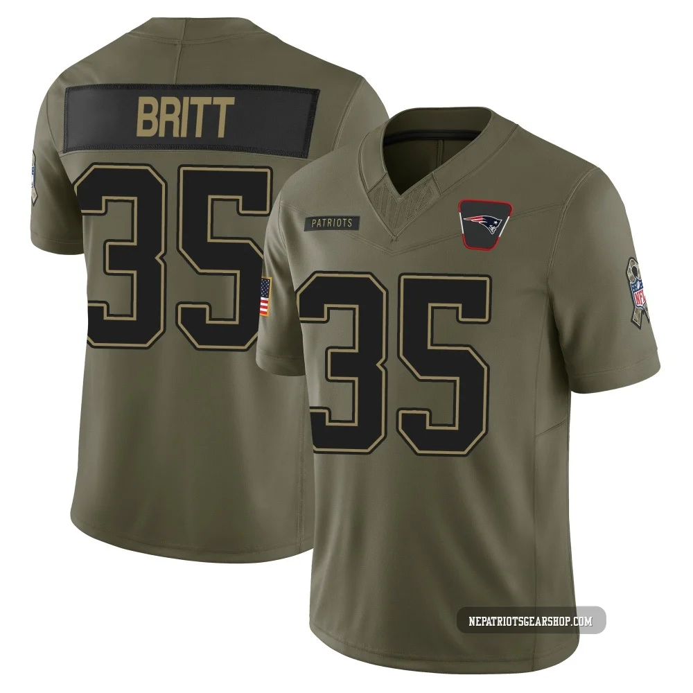 K.J. Britt ＃35 New England Patriots Limited 2025 Salute to Service Jersey - Men's Olive