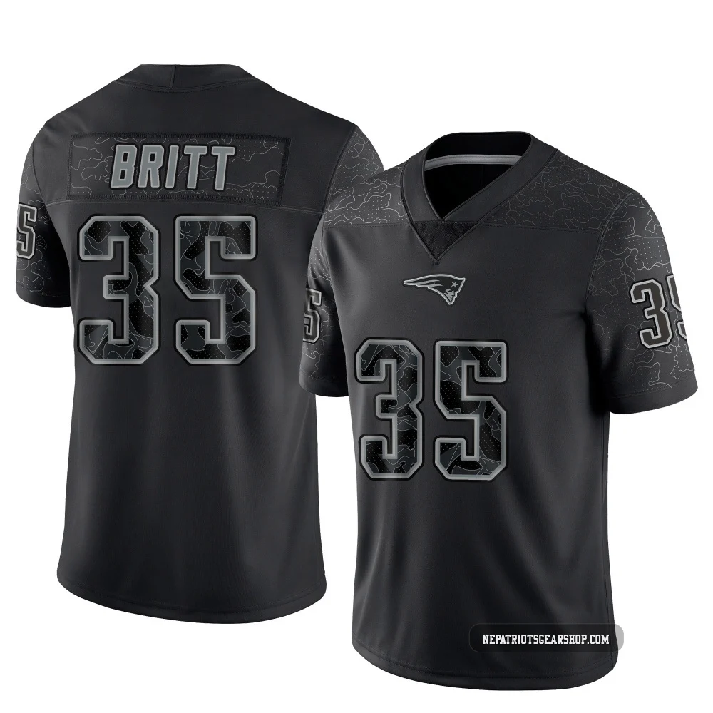 K.J. Britt ＃35 New England Patriots Limited Reflective Jersey - Youth Black