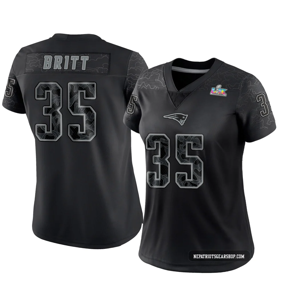 K.J. Britt ＃35 New England Patriots Limited Reflective Super Bowl LX Patch Jersey - Women's Black
