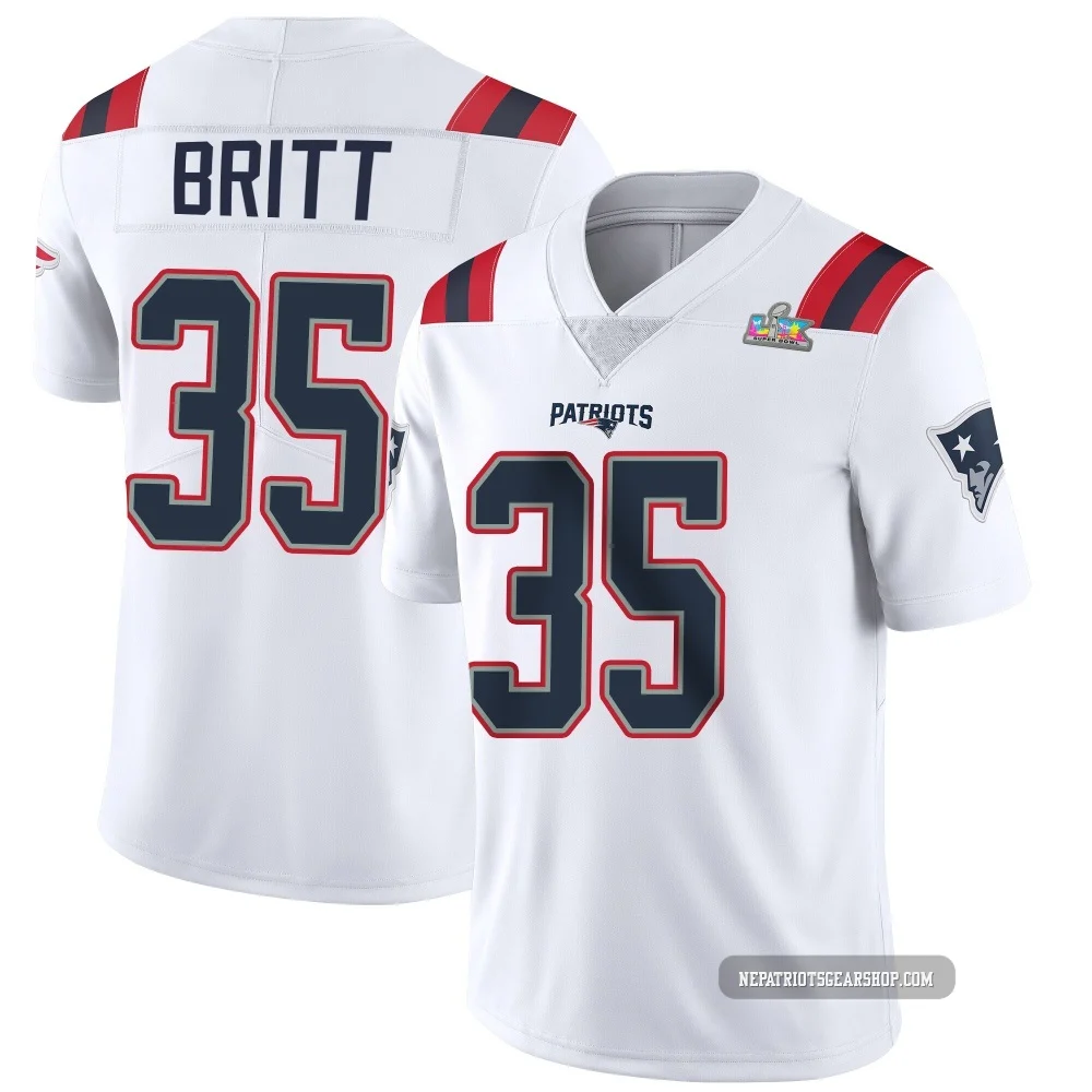 K.J. Britt ＃35 New England Patriots Limited Vapor Untouchable Super Bowl LX Patch Jersey - Men's White