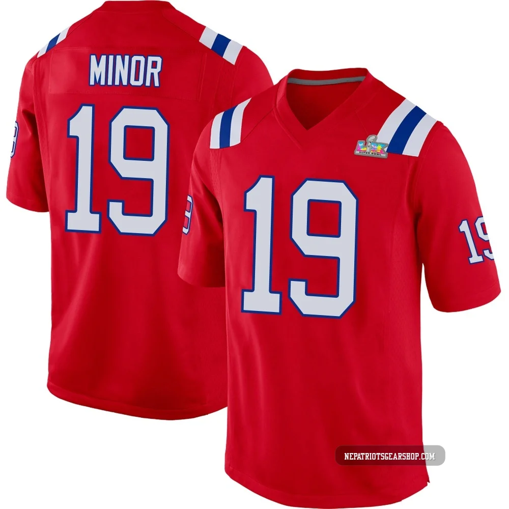 Kobee Minor ＃19 New England Patriots Game Alternate Super Bowl LX Patch Jersey - Youth Red