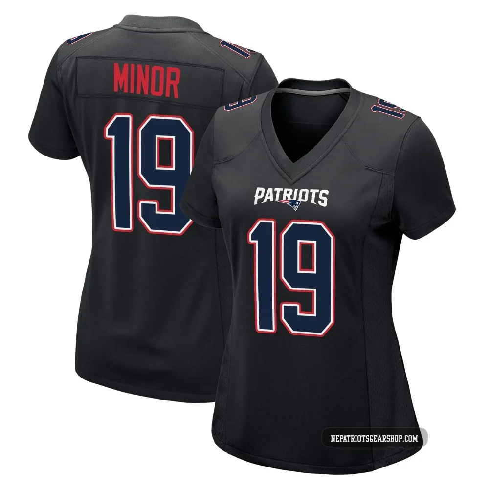 Kobee Minor ＃19 New England Patriots Game Carbon Fashion Jersey - Women's Black