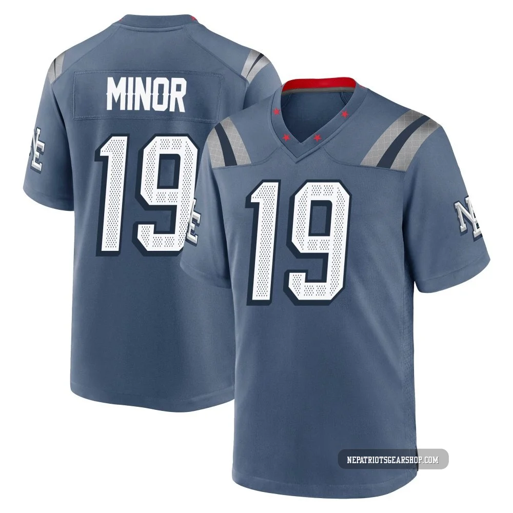 Kobee Minor ＃19 New England Patriots Game Storm 2025 Rivalries Collection Jersey - Men's Blue