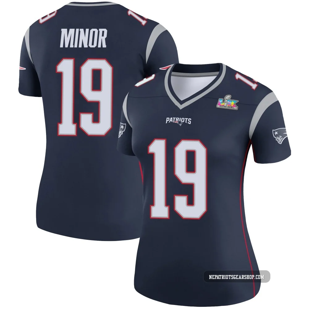 Kobee Minor ＃19 New England Patriots Legend Super Bowl LX Patch Jersey - Women's Navy