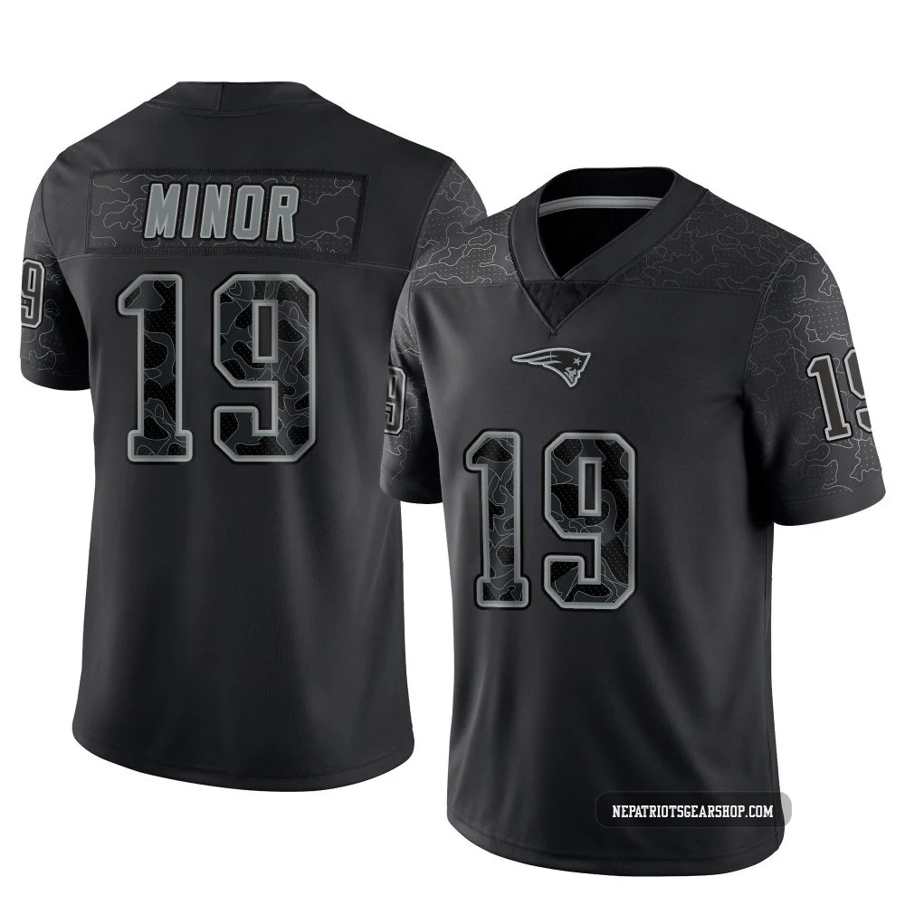 Kobee Minor ＃19 New England Patriots Limited Reflective Jersey - Youth Black