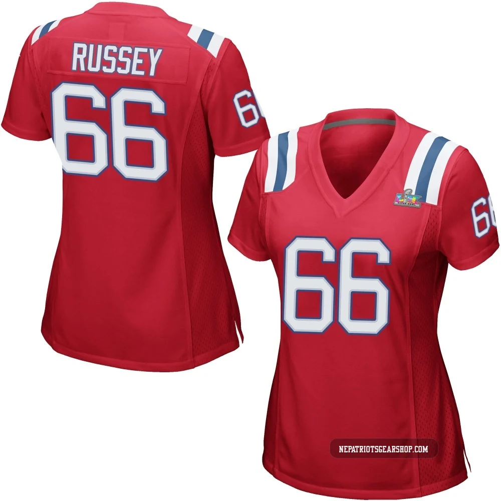 Kody Russey ＃66 New England Patriots Game Alternate Super Bowl LX Patch Jersey - Women's Red