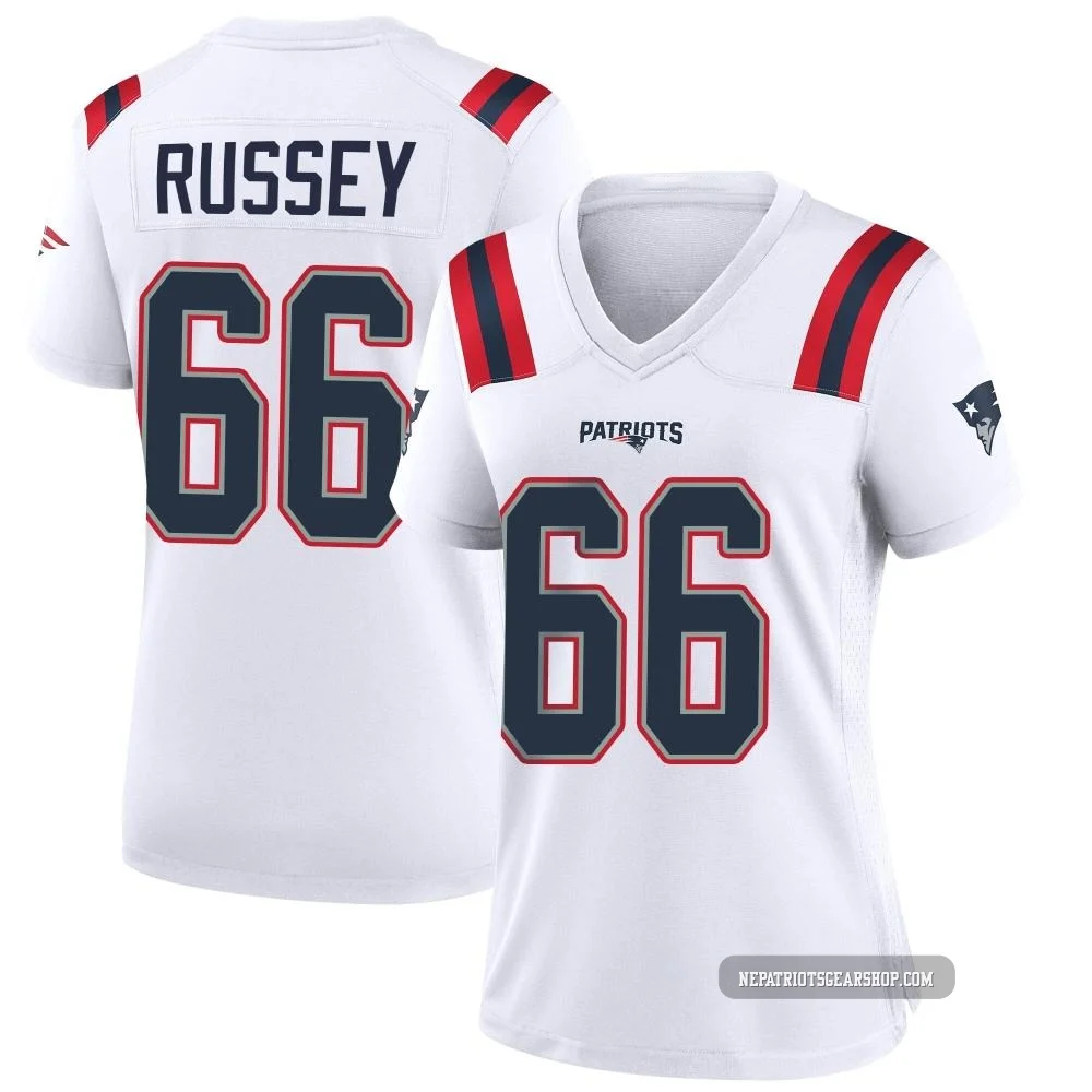 Kody Russey ＃66 New England Patriots Game Jersey - Women's White
