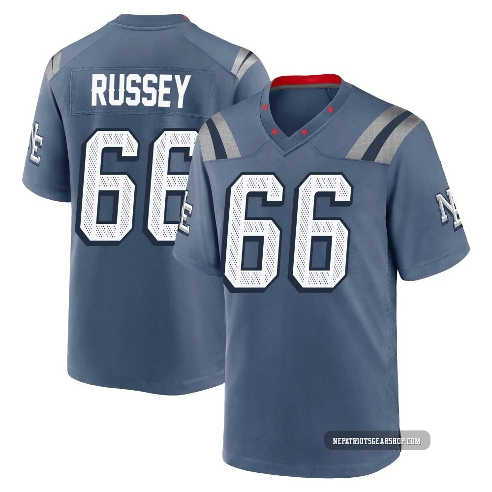 Kody Russey ＃66 New England Patriots Game Storm 2025 Rivalries Collection Jersey - Men's Blue
