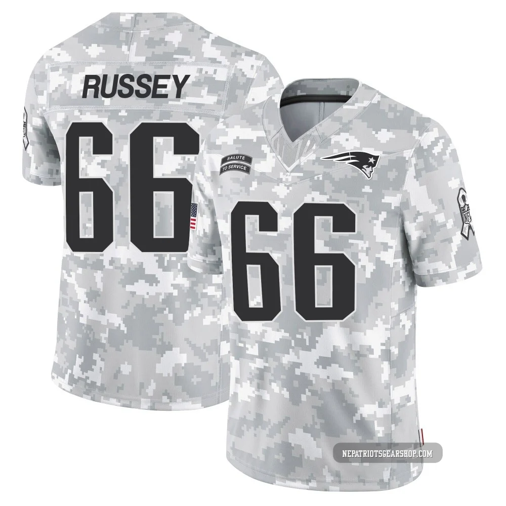Kody Russey ＃66 New England Patriots Limited 2024 Salute to Service Jersey - Men's Arctic Camo